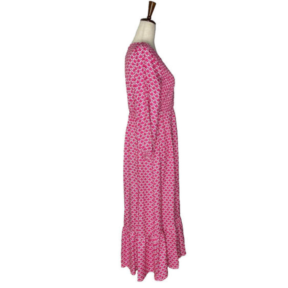 CZ Collection Cezele Maxi Dress S Smocked Pink Puff 3/4 Sleeve Tiered Pink NWT - Picture 4 of 7
